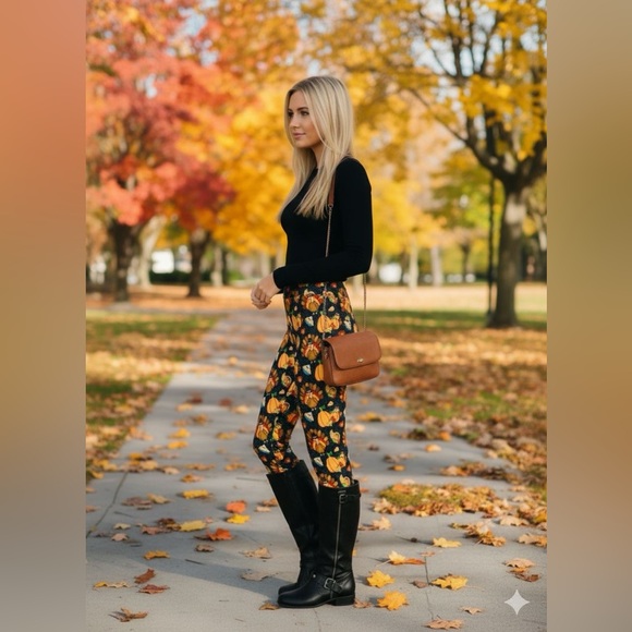 OS NEW Womens Thanksgiving Turkey Leggings Signature Luxe Soft Yoga Pants - Picture 5 of 14